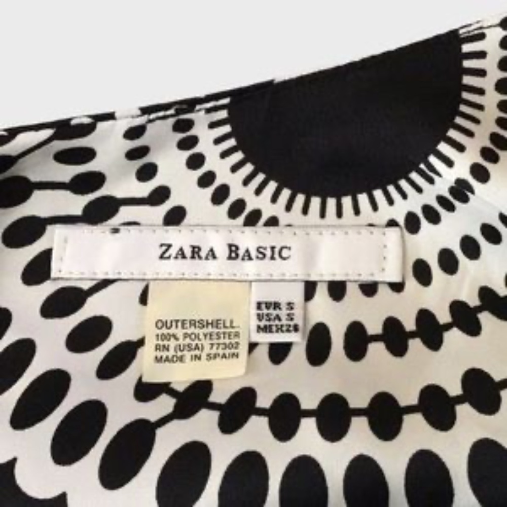 Zara Basic Monochrome Geometric Print Belted Shea… - image 8